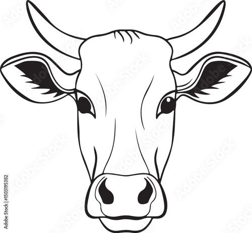 A cow head line art