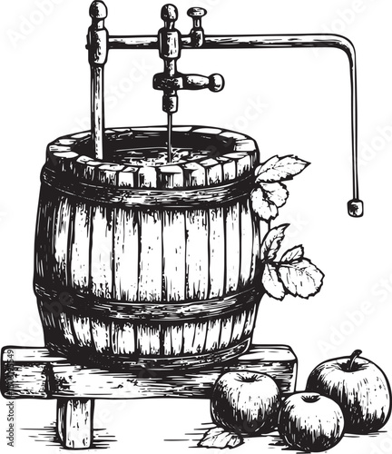 hand drawn vector illustration of a barrel