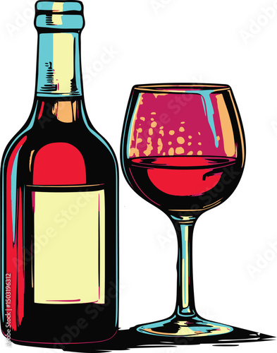 wine bottle and glass