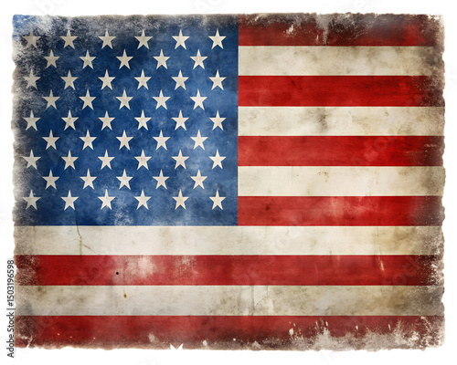 american flag grunge isolated on white background. PNG Transparent file type with high definition quality And vibrant color grading Available.