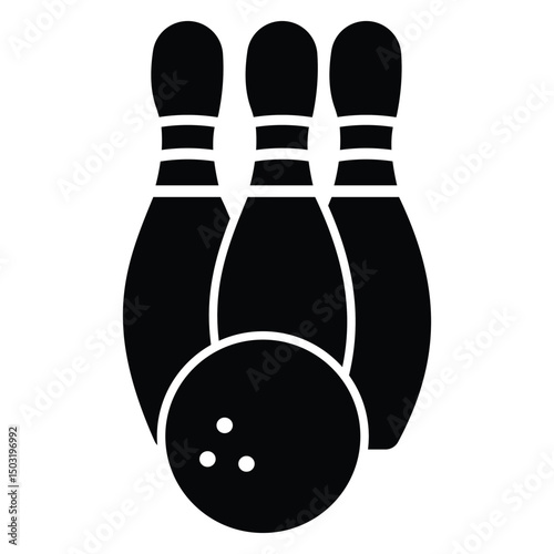 Bowling game icon vector. Bowling outline, sports vector illustration line art. Bowling ball and pin sign and symbol. Vector illustration. 