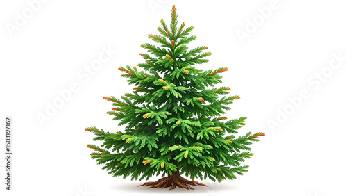 A beautifully detailed green pine tree, ideal for holiday decorations and festive themes, symbolizing Christmas spirit.