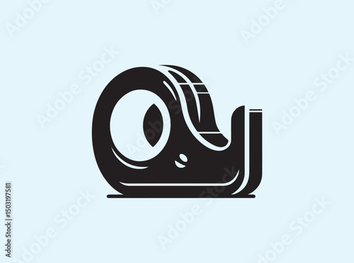 Classic Office Tape Dispenser in Solid Black Vector Style