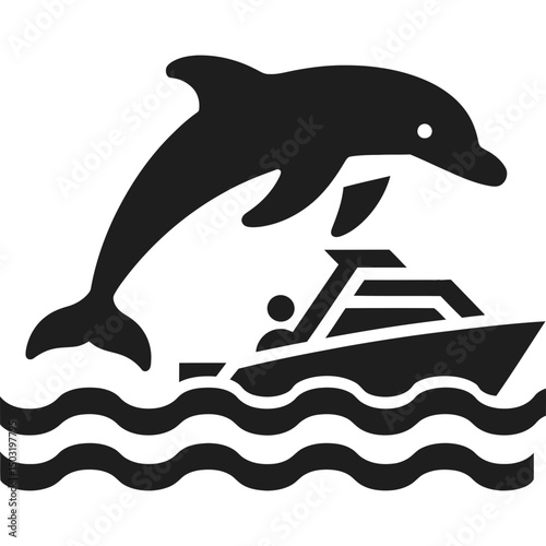 Dolphin boat watching icon