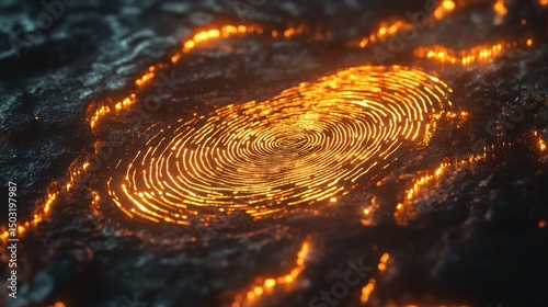 Fiery fingerprint on rocky surface