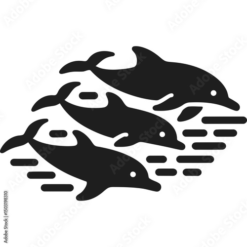 Dolphin Pod Swimming Icon