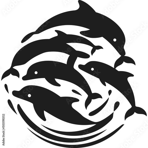 Dolphins Swimming Circle Icon