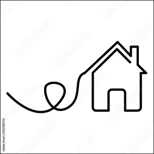 Modern Minimalist House Line Art Illustration Simple Home Design Concept