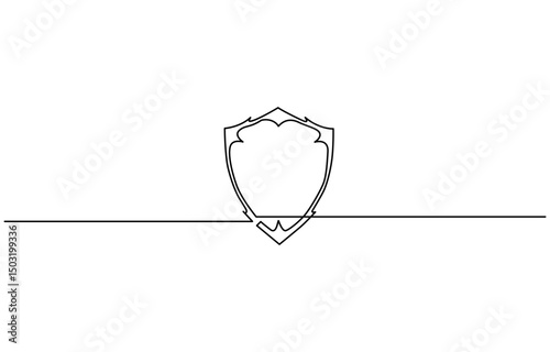 Security shield with check marks - tick and cross of one continuous line drawn. Shield drawn in one line with approval and rejection signs, Vector illustration. One line shield icon.