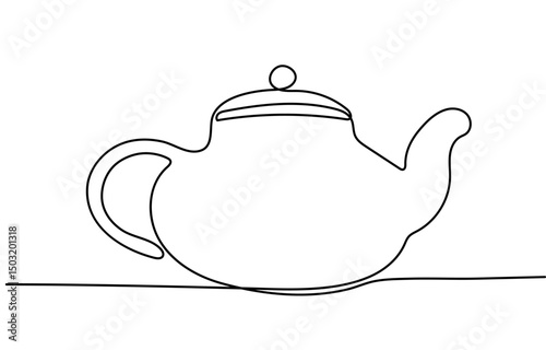 Teapot Single Line Drawing Banner Continuous Line Drawing of Coffee Pot and Coffee Cup Trendy Minimalist Illustration. Coffee Concept One Line Abstract Drawing. Minimalist Contour Drawing fo