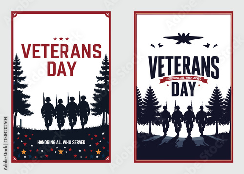 Honoring Our Heroes Veterans Day Patriotic Themed Posters Design