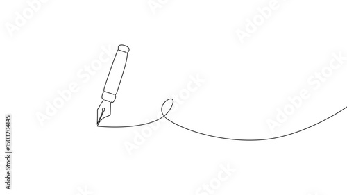 Elegant Continuous Line Drawing Pen and Ink, Minimalist Design Concept
