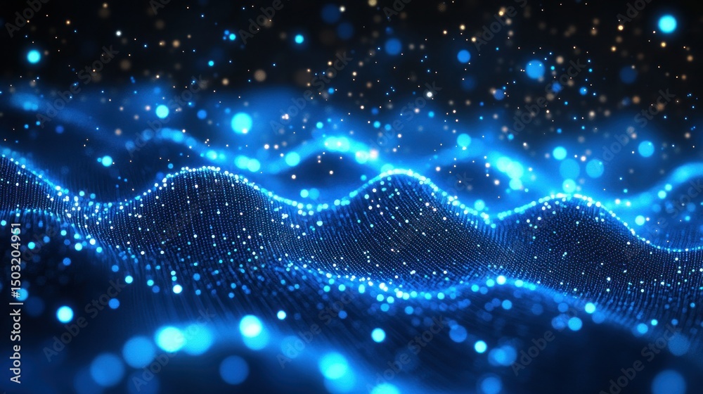 Abstract digital wave of glowing particles Abstract digital wave of glowing particles