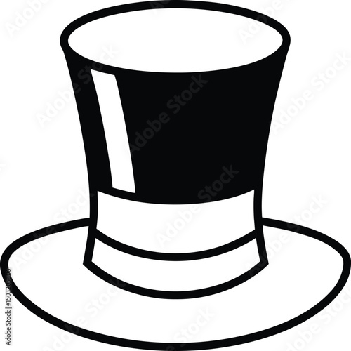 black top hat vector line art 