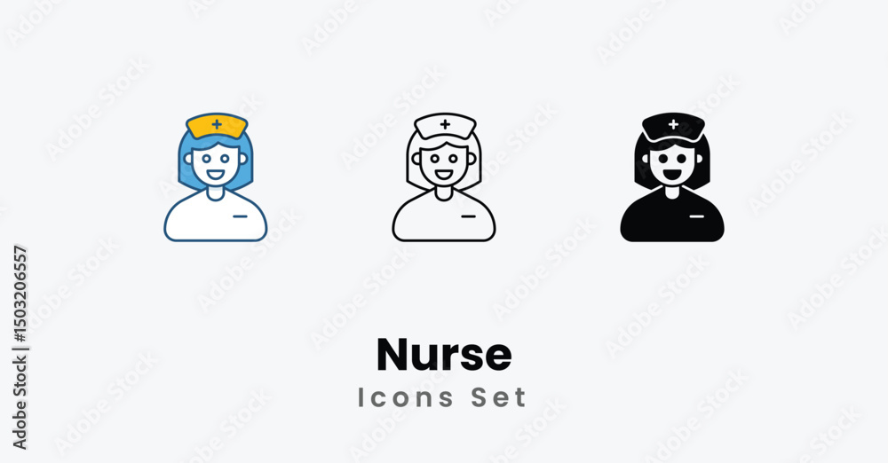 Nurse Icons thin line and glyph vector icon stock illustration Nurse Icons thin line and glyph vector icon stock illustration