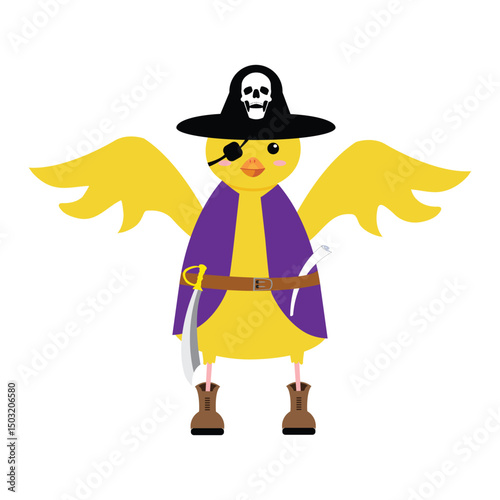 Cartoon chicken funny character for kids design pirate