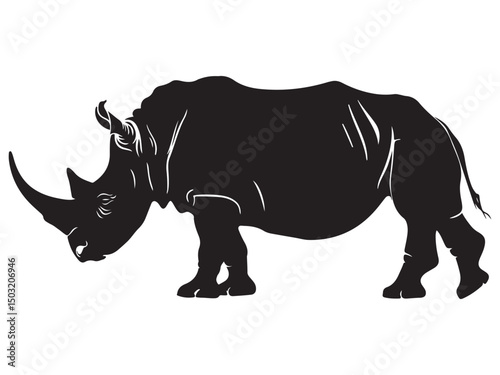 Rhino silhouette vector illustration, Simple silhouette Design vector icon