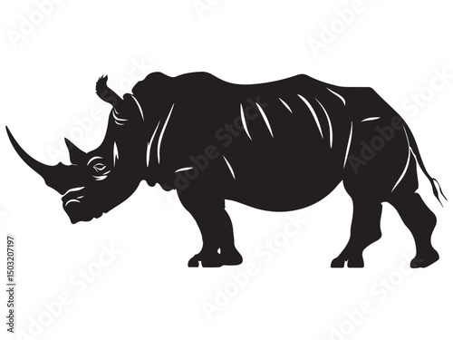 Rhino silhouette vector illustration, Simple silhouette Design vector icon