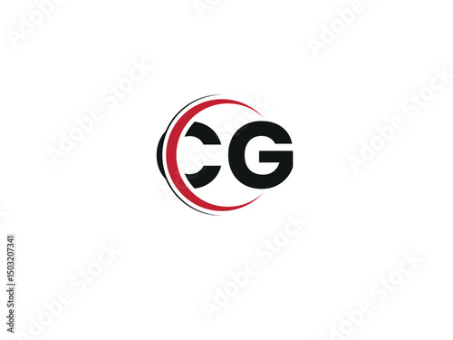 Vector CG logo with circle shape, Letter CG, GC letter logo design. Initial letter GC uppercase monogram logo.