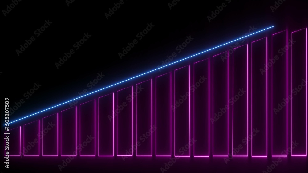 Fototapeta premium Progress and success. neon style graph illustration. 