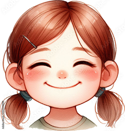 웃는 아이 얼굴,수채화,웹툰 photo