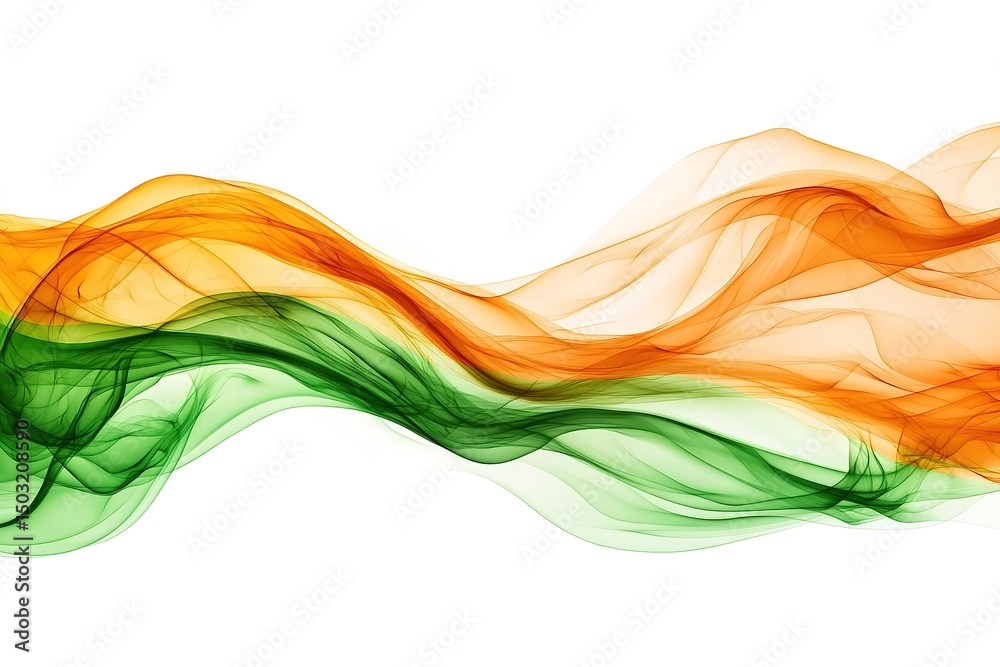 Obraz premium Abstract waves blend green and orange hues softly across the canvas on a transparent background