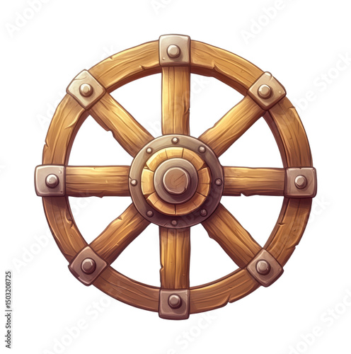 PNG Wooden cartwheel with metal accents for vintage transportation