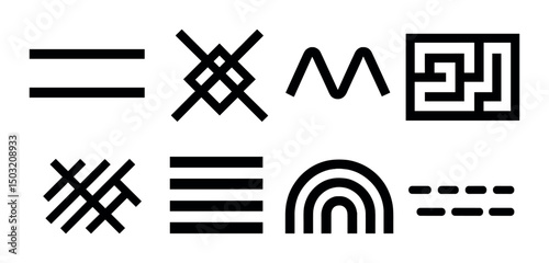 Geometric line icons set – outline, simple shapes and abstract symbols collection