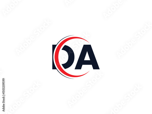 Vector DA red and black color logo, Letter DA, AD letter logo design. Initial letter AD uppercase monogram logo.