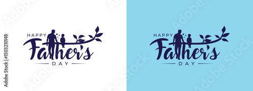 Happy Father’s Day vector logo design template. Hand-drawn Father's Day, fathers and child love modern vector design template