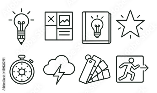Creative linear icons set – minimal, artistic and modern design symbols