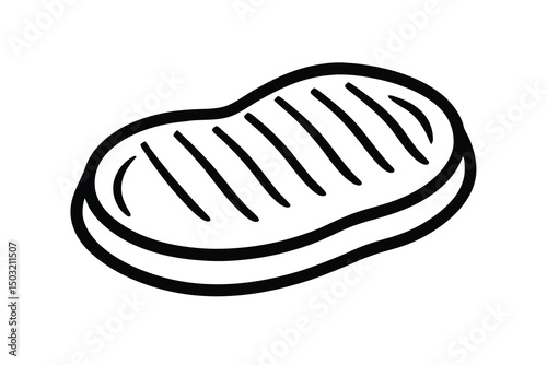 Delicious grilled steak simple line drawing illustration