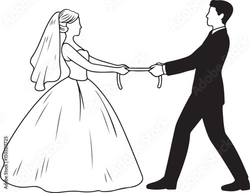 Bride and Groom Wedding Silhouette

Just Married Couple Vector Art

Elegant Wedding Moment Illustration

Romantic Bride & Groom Pose

Classic Wedding Couple Silhouette