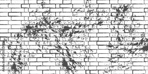 white brick wall, masonry pattern of painted stone and concrete