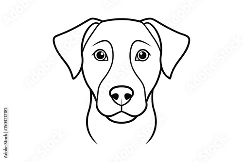 Adorable labrador retriever dog head line art illustration