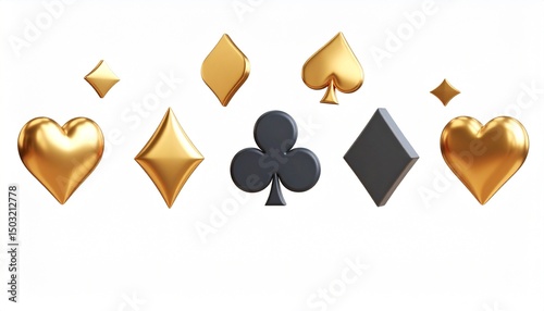 Suit of playing cards. Vector illustration 3d symbols isolated on white