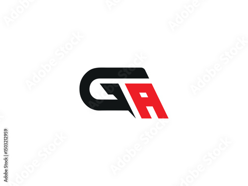Red and Black color GA logo. Vector GA logo, Letter GA, AG letter logo design. Initial letter AG uppercase monogram logo.