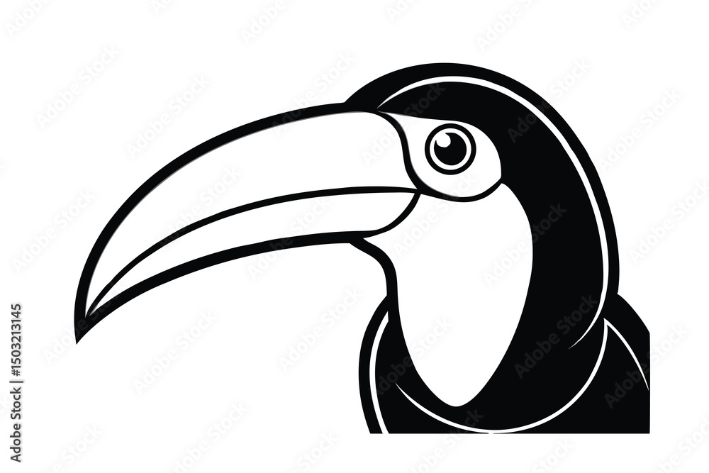 Fototapeta premium Striking black and white toucan head illustration