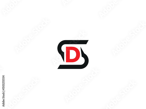 Initial letters SD logo icon. SD logo, Letter SD, SD letter logo design vector with Black and red colors. SD Letter Logo Design. 
