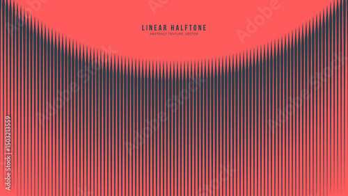 Stylized red and black halftone vector with peak-point distortion. Minimal lines in wave motion create bold, retrofuturistic look. Ideal for eye-catching digital or music visuals. Conceptual wallpaper