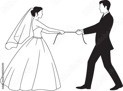 Bride and Groom Wedding Silhouette

Just Married Couple Vector Art

Elegant Wedding Moment Illustration

Romantic Bride & Groom Pose

Classic Wedding Couple Silhouette