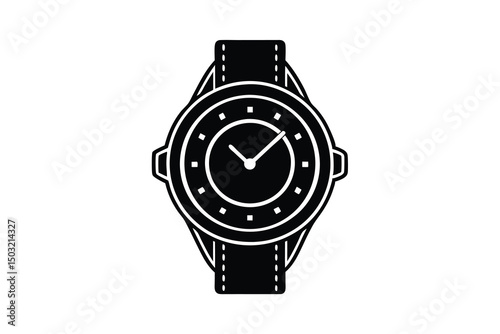 Stylish black wristwatch icon design timepiece fashion accessory