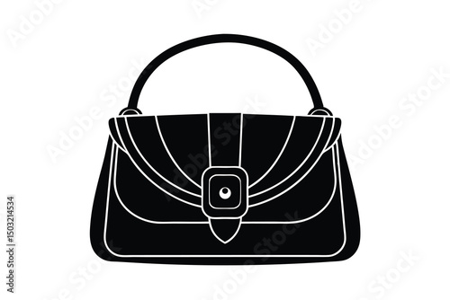 Stylish black handbag fashion accessory design illustration