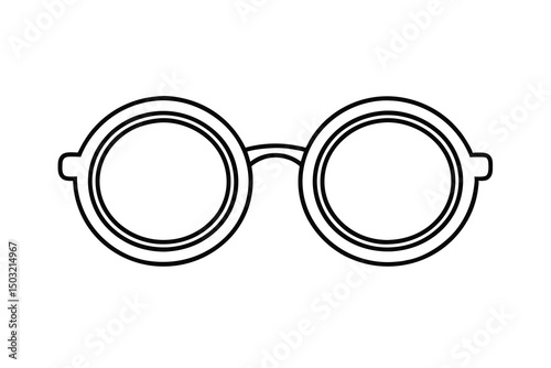 Simple line drawing round eyeglasses fashion accessory