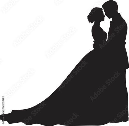 Bride and Groom Wedding Silhouette

Just Married Couple Vector Art

Elegant Wedding Moment Illustration

Romantic Bride & Groom Pose

Classic Wedding Couple Silhouette