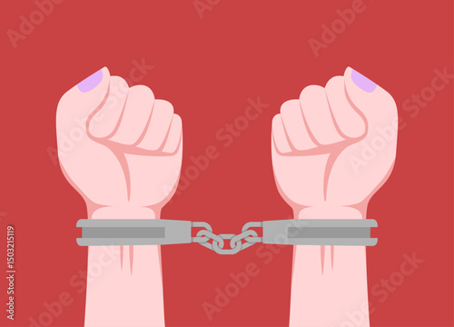 Person with hands in handcuffs represents struggle oppression justice freedom and human rights