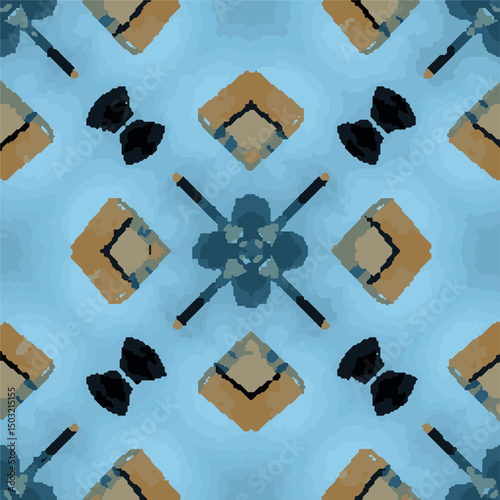 Blue Floral Geometric Vector Pattern