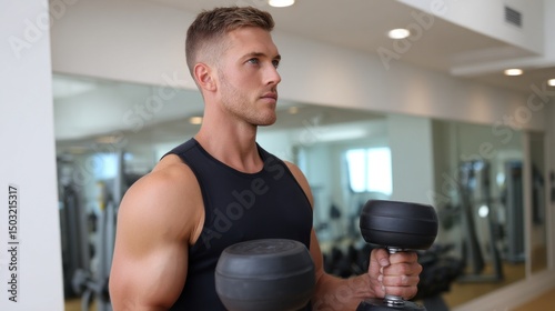 Wallpaper Mural Bodybuilder lifting weights, concentrating on fitness goals in gym Torontodigital.ca