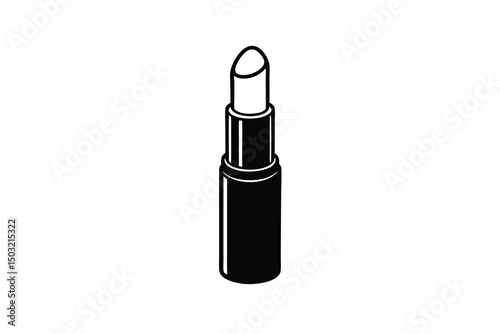 Black and white illustration of a lipstick tube
