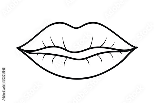 lips outline illustration kissing mouth drawing